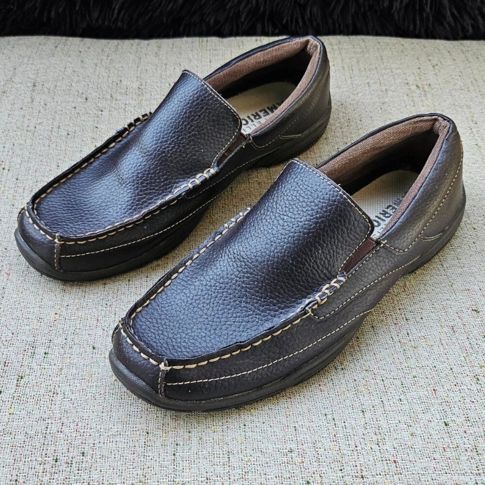 Perry Ellis Men Shoes Slip On Loafer Brown Leather Upper SOHO Size 8.5US